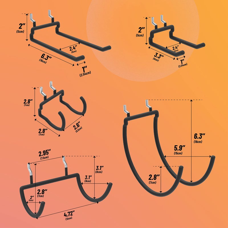 HUHOLE Pegboard Drill Holder  Peg Board Tool Utility Hooks  10 Pack Heavy Duty Pegboard Tool Holder for Power Tools  Drill  Hammer  Cord  Fit for 1/4"" Pegboard - Image 3